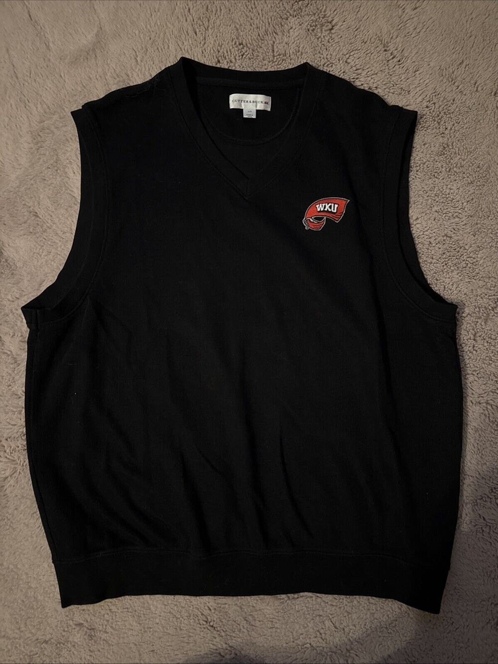 Unisex Cutter and Buck WKU Black V-neck Sweater Vest Large